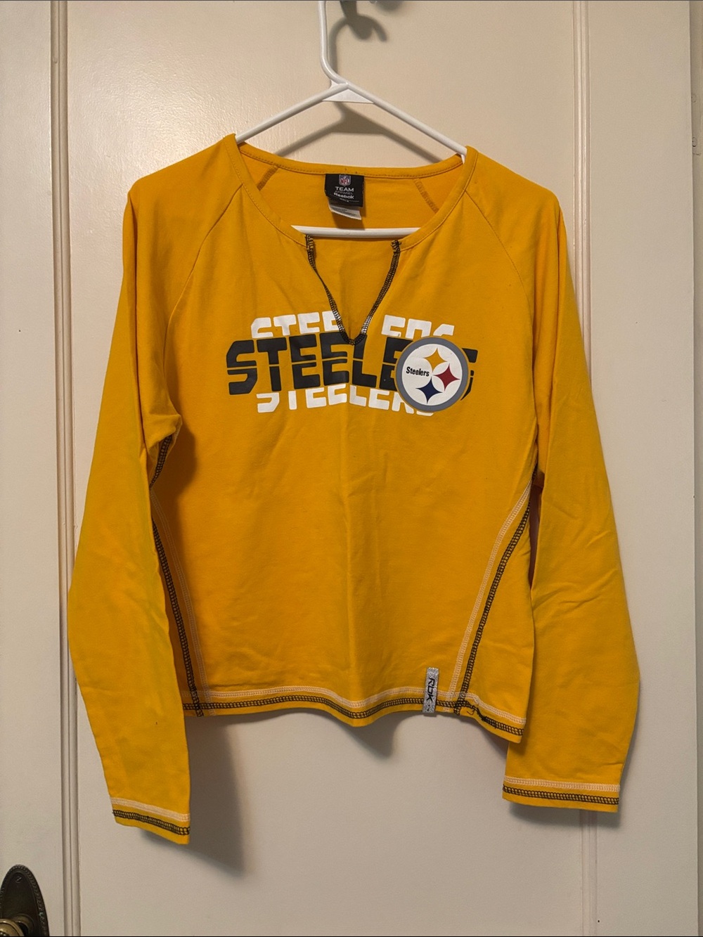 Reebock Team Apparel NFL Pittsburgh Steelers Black and Gold Long Sleeve Tee